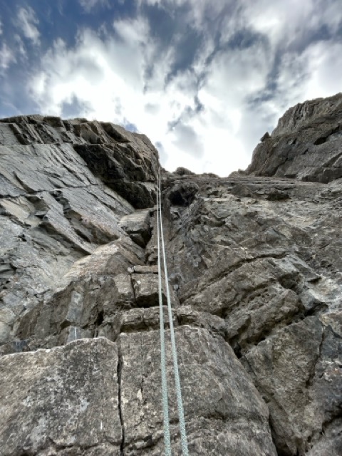 Rappelling down